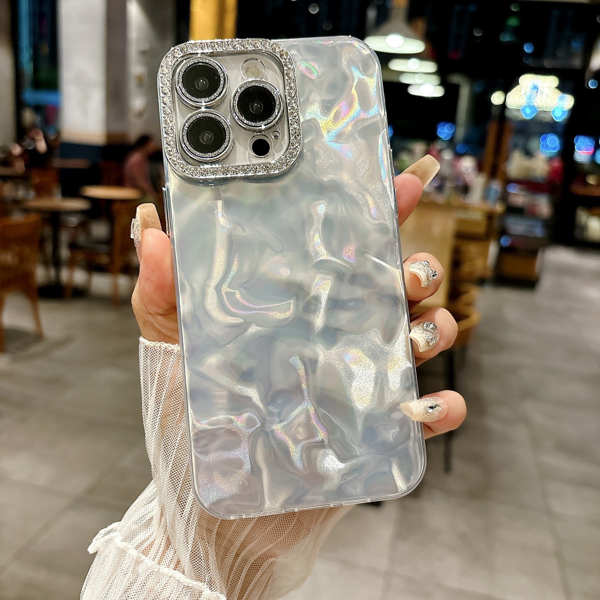 Silver Water Ripple Applicable To 16 Phone Case