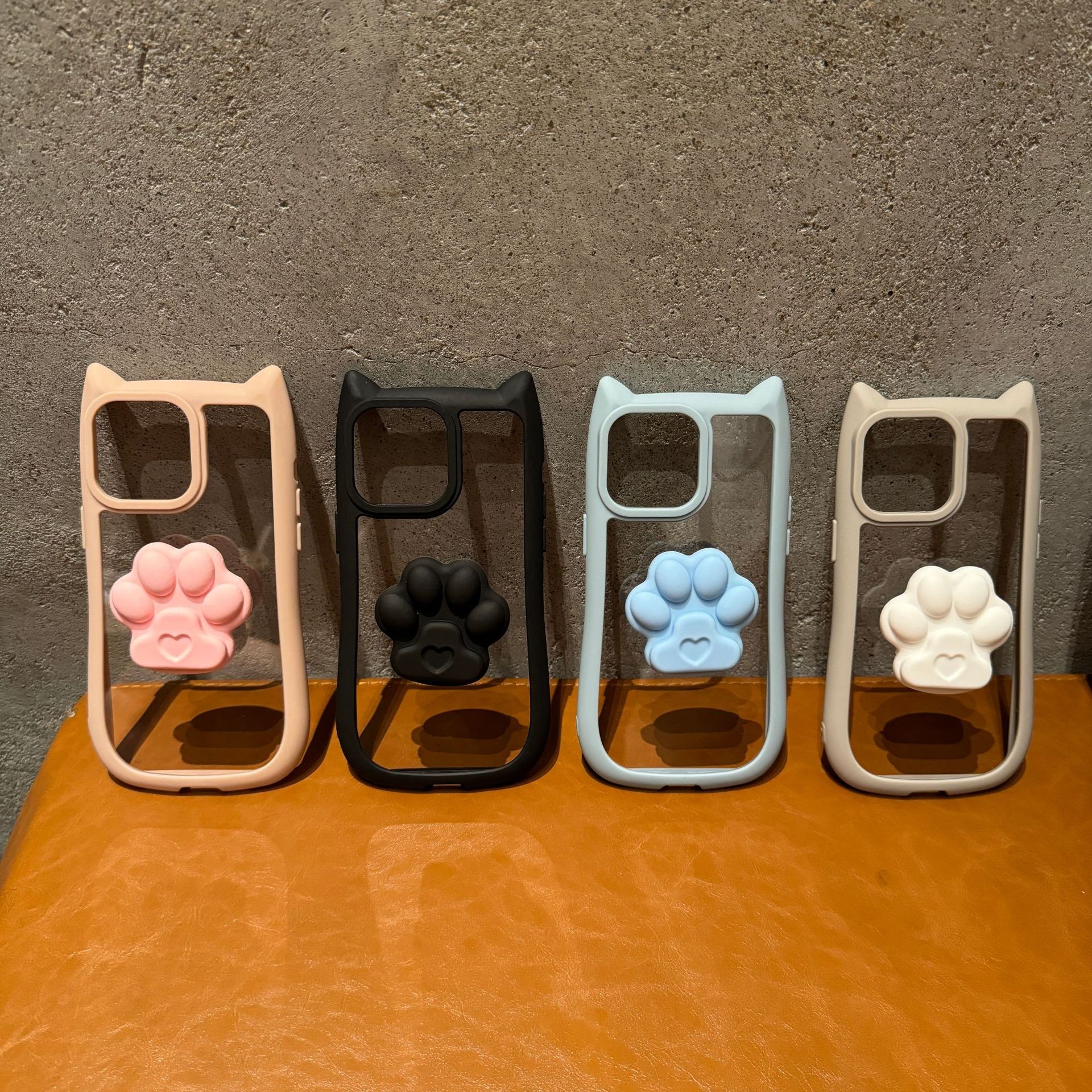 Cute Three-dimensional Cat Ears Transparent Phone Case