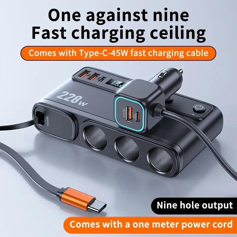 228W Car Adapter 9-Port
