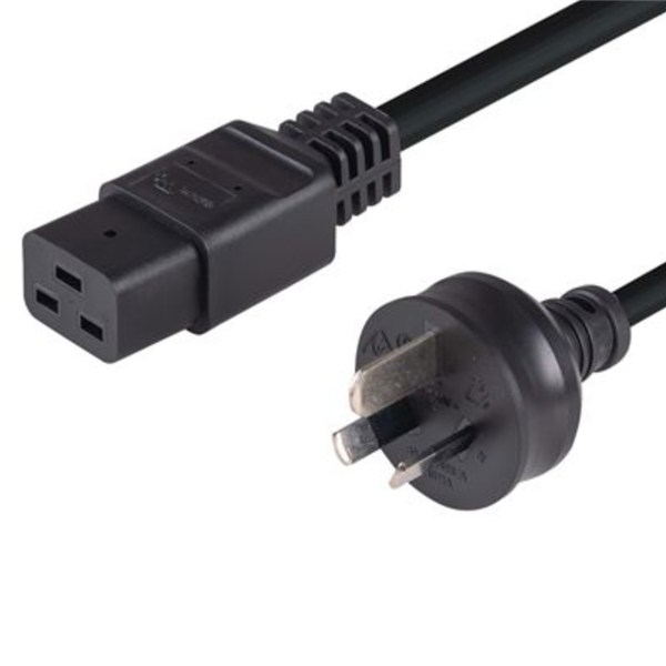 3 Pin Power Lead (M) to IEC C19 (M) 2m Power Cable - Bulk