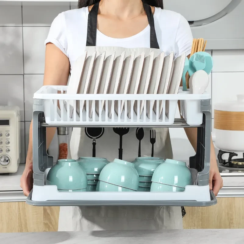 Double Layer Drainage Kitchen Storage Rack
