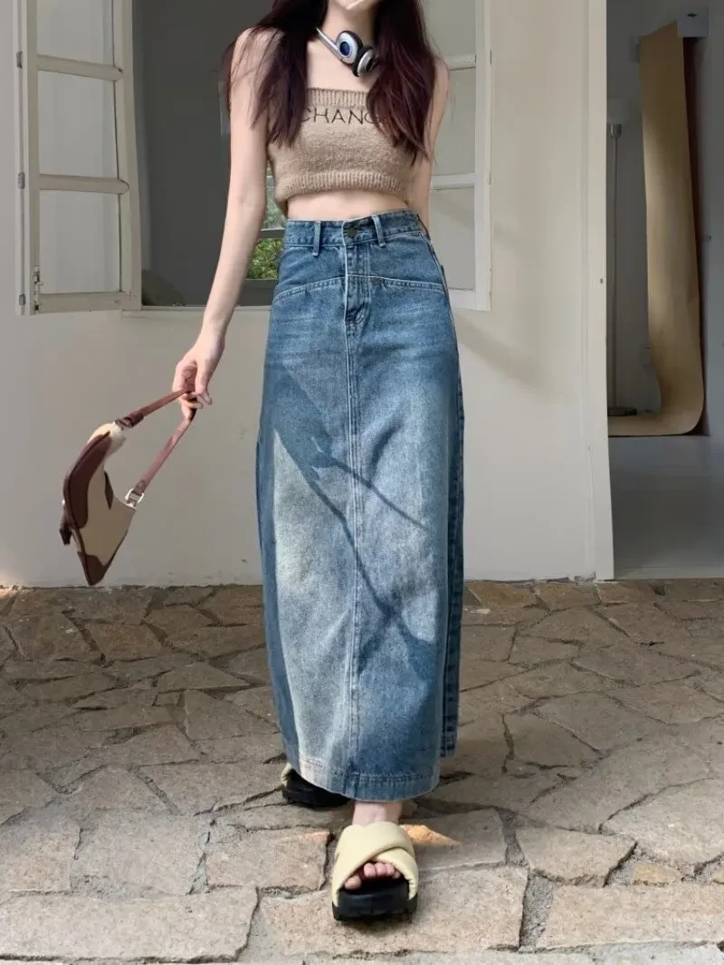 Plus Size Long Denim Skirts