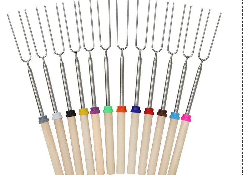 Outdoor BBQ Stainless Steel Telescopic Barbecue Fork