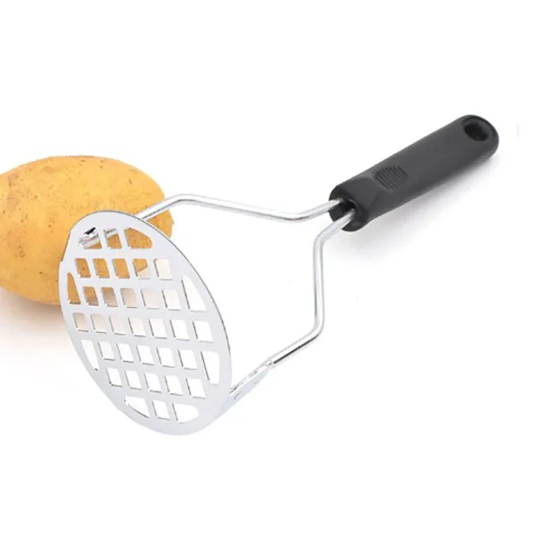Stainless steel potato press