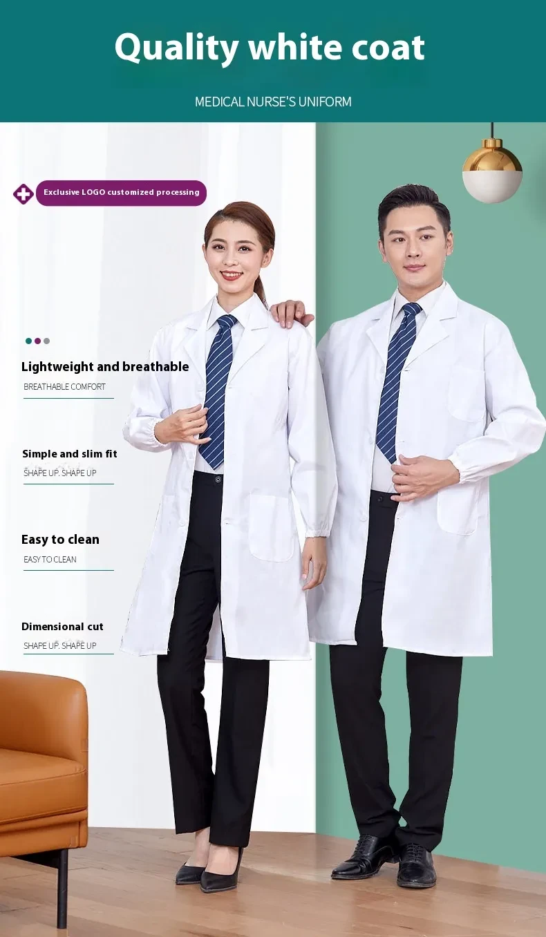 Long Sleeve Lab White Coat Men and Women