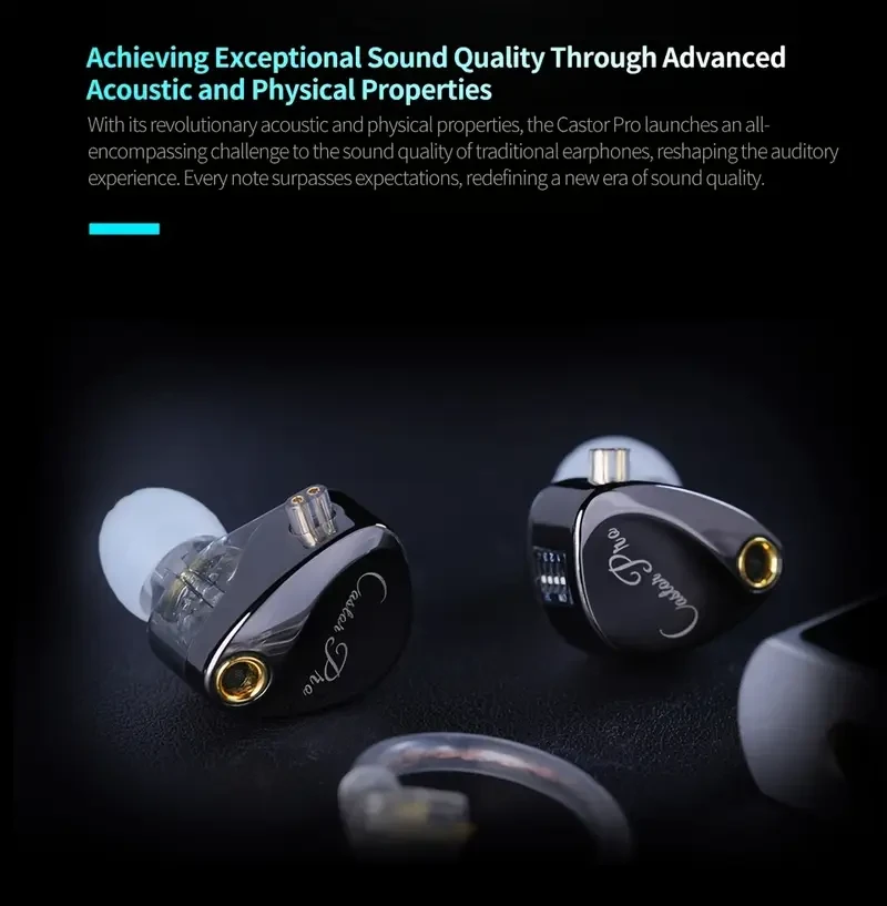 KZ Castor Pro In-Ear Wired Headphones  Dual Dynamic Driver Hi-Fi Earbuds with Detachable Cable