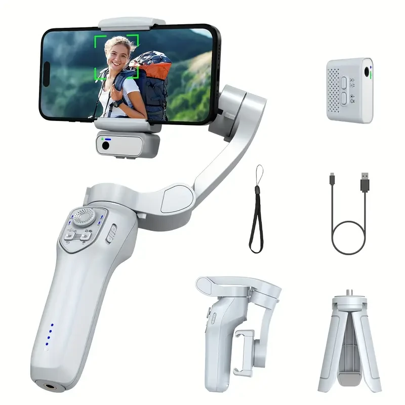 COMITOK L7C Pro 3-Axis Handheld Gimbal Stabilizer Foldable, Smart Gesture Control & USB Rechargeable