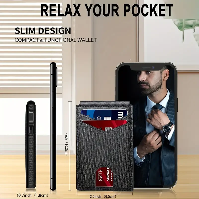 TANGMO E-Z Wallet RFID-Blocking Pop-Up Card Holder for Men, Aluminum Alloy, Black