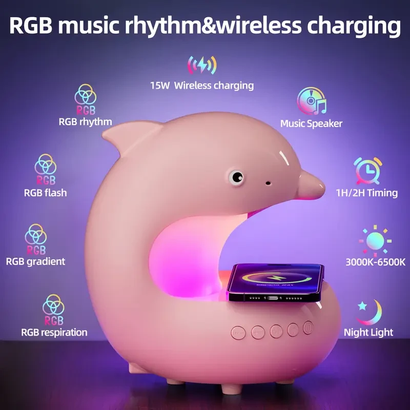 GDLUOAO Smart RGB Light with Wireless Speaker & Fast Wireless Charger