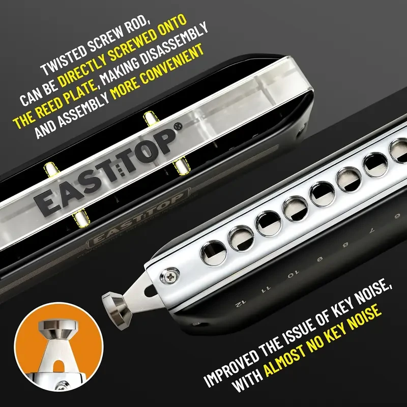 EASTTOP FORERUNNER 2.0 Chromatic Harmonica  12-Hole, 48 Tones, C Key