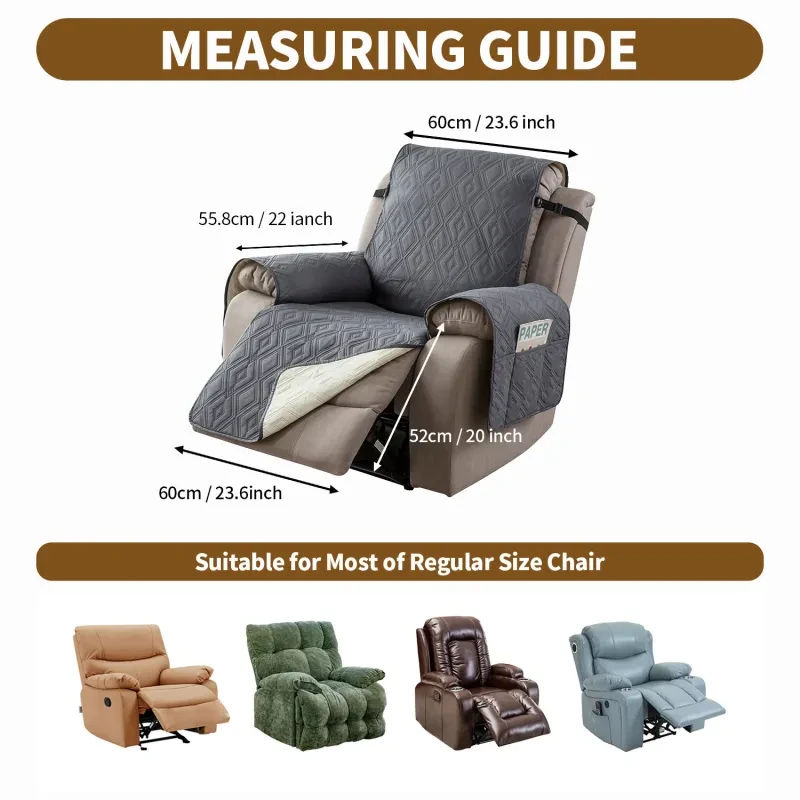 100% Waterproof Recliner Slipcover Square
