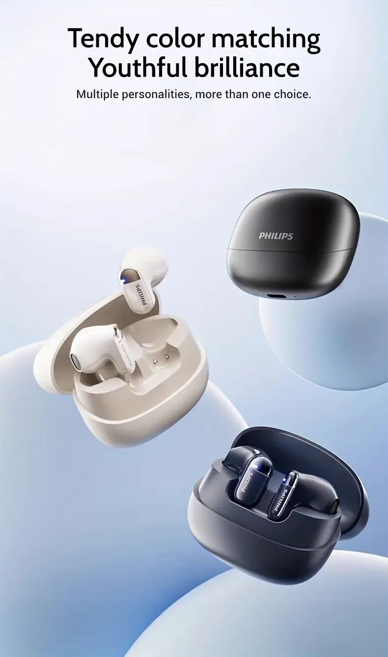 Philips Wireless Earbuds with Microphone Stereo In-Ear, Stable Fit, Modern Everyday Sound