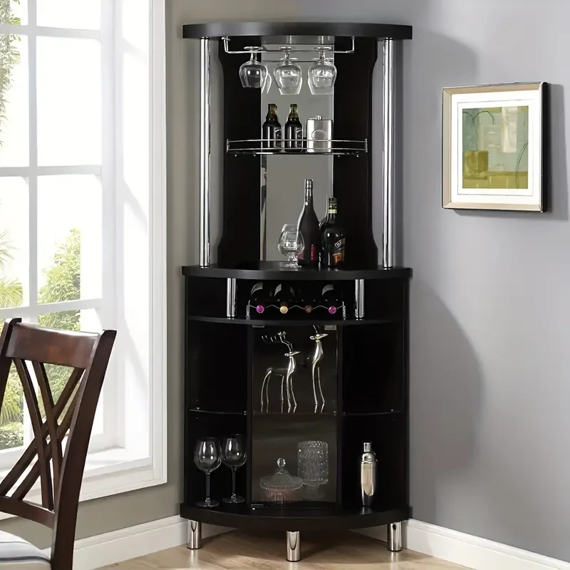 Corner Wine Cabinet Elegant Storage for Wine, Glassware, and Bar Essentials