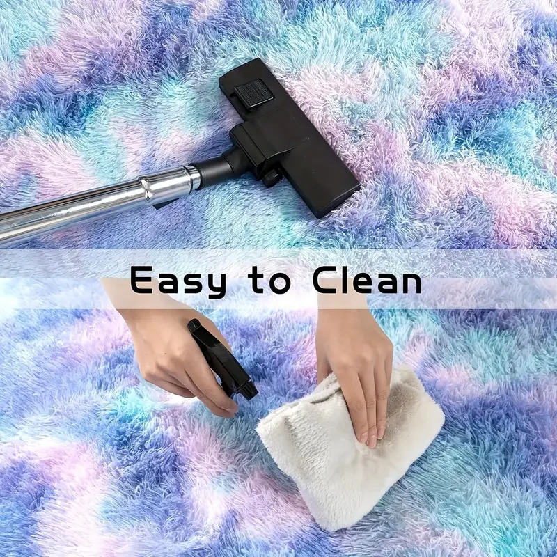 XMwike Fluffy Braided Polyester Area Mat Vibrant Tie-Dye Design for Stylish Home Decor