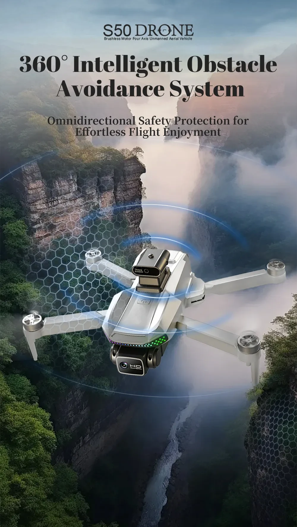 S50 PRO GPS Drone With 2 Batteries, 4.5-inch Large Screen Remote, Real-Time HD Camera, Obstacle Avoidance, Extended Flight Time