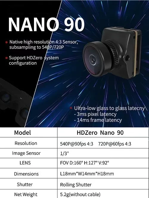 HDZero FPV 5-inch Racing Crossing Machine Nano 90 HD Camera