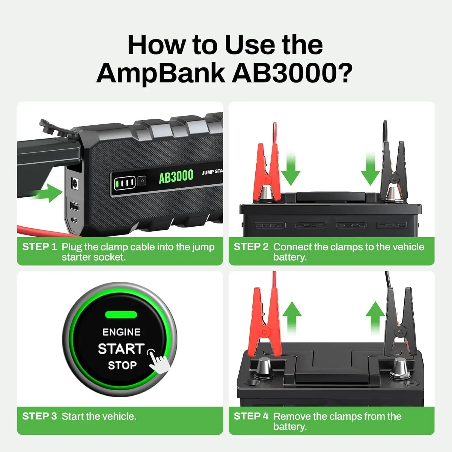 3000A Car Emergency Starting Power Supply 12V Portable Battery Starter Suitable For 6.0L Gasoline And 4.0L Diesel Engines