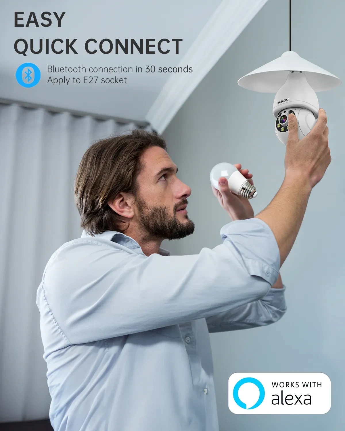 1080p Ptz E27 Socket Bulb Camera 360 Degree Cmos Sensor Network Camera Cctv Security Light Bulb Camera