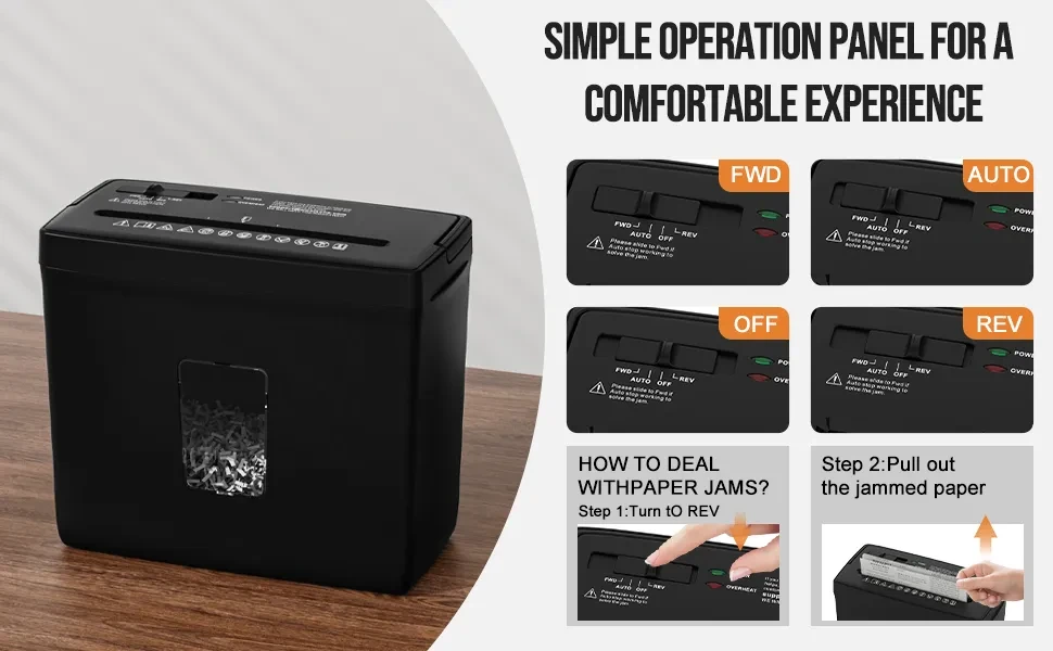 Woolsche 5 Sheet Cross Cut Paper Shredder For Home Use, Jam Proof