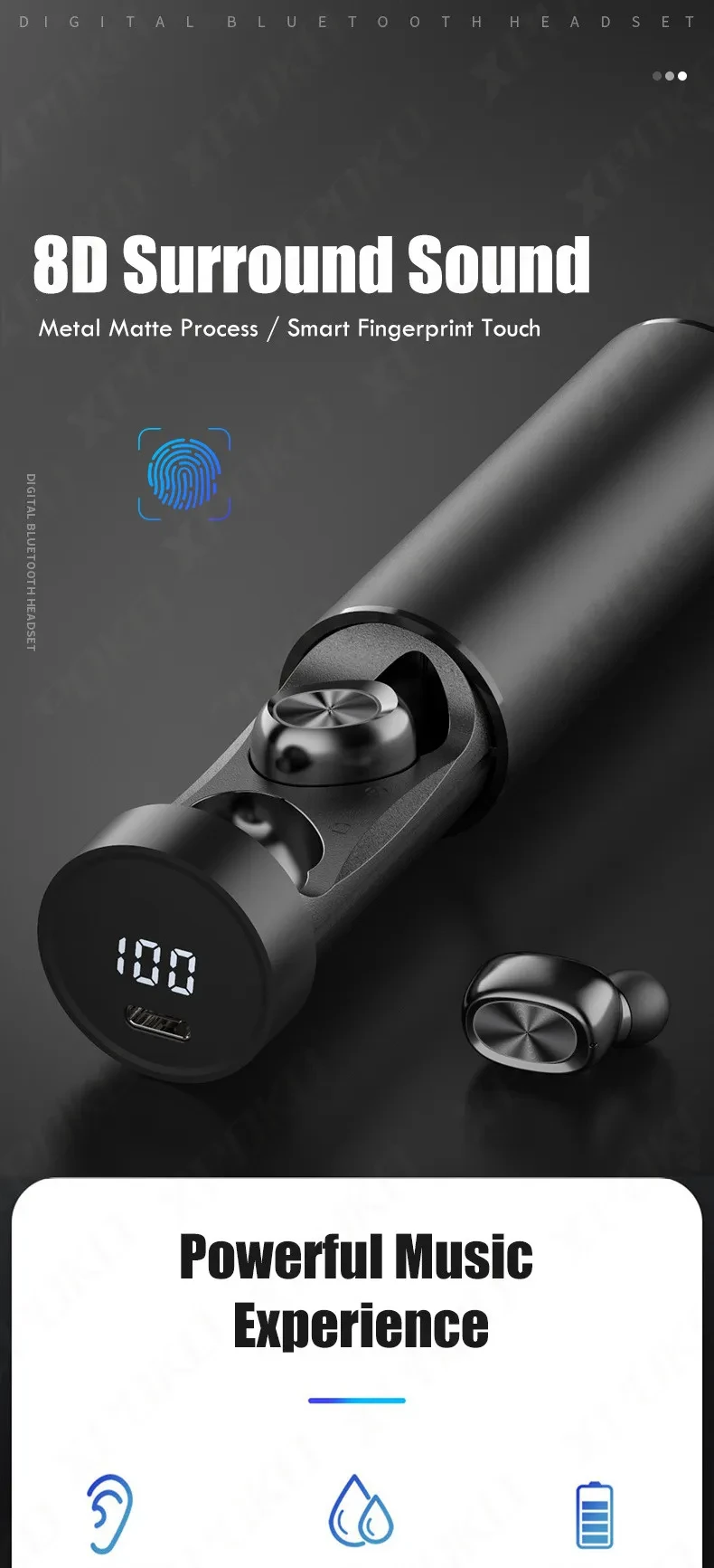 Digital Display Wireless Sports F9 English Bluetooth Headset