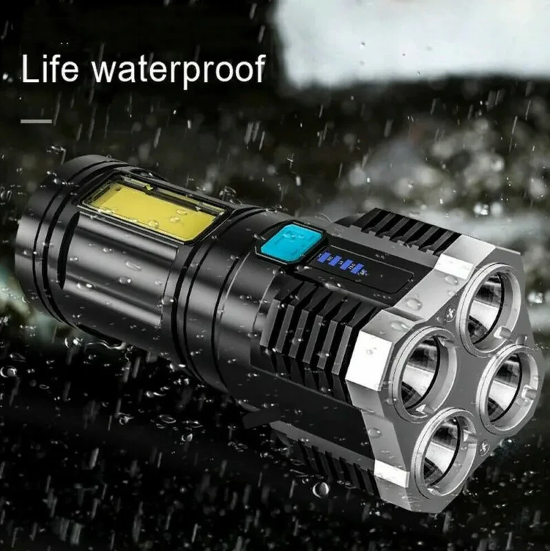 2024 POWERFUL Tactical Quad-Core Super Bright Torch LED Flashlight USB Rechargeable Camping