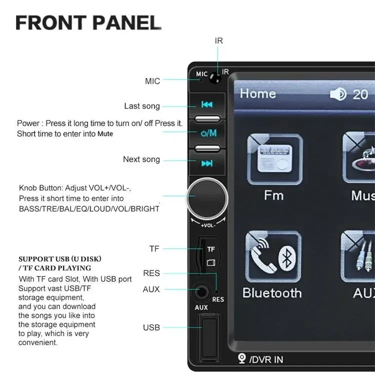 Car Stereo Autoradio 7-inch Touch Screen Radio