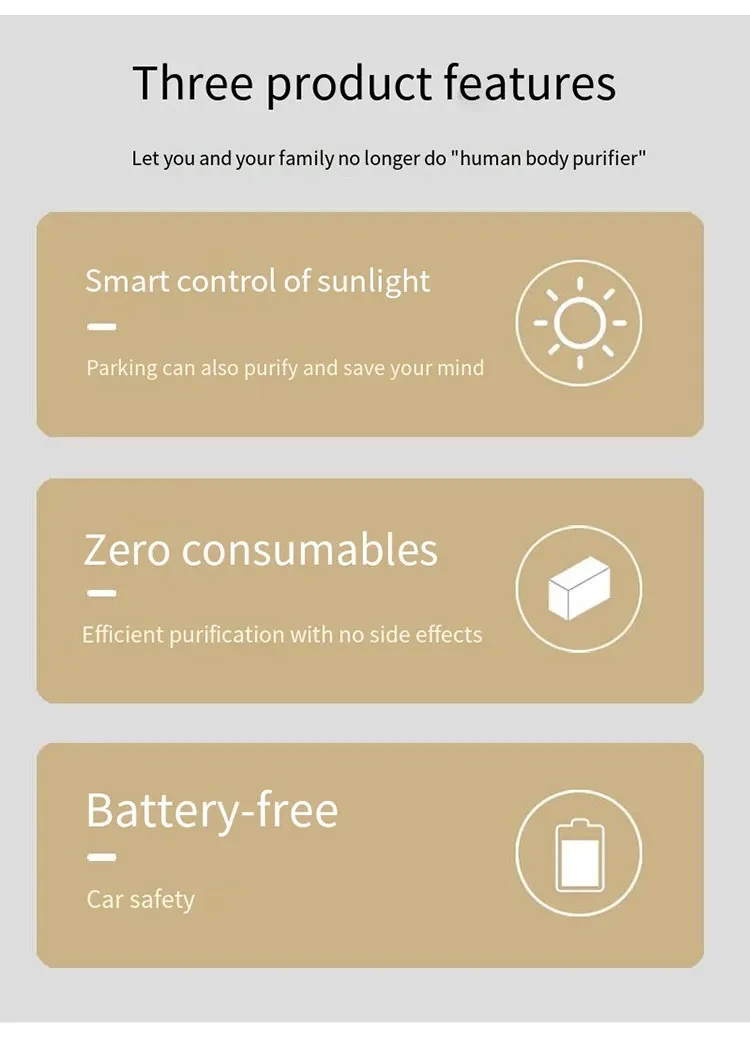 Car Mounted Solar Powered Air Purification Deodorization Sterilization Disinfection Device