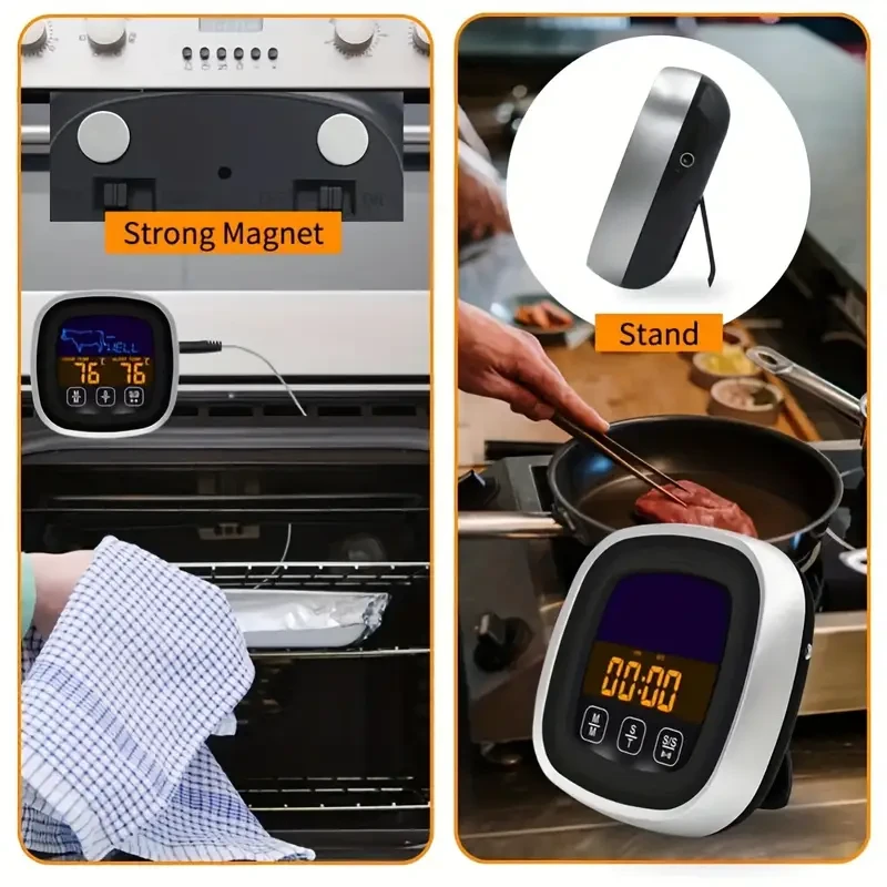 HOTU Digital Meat Thermometer Precision Cooking with Touch Screen & Timer