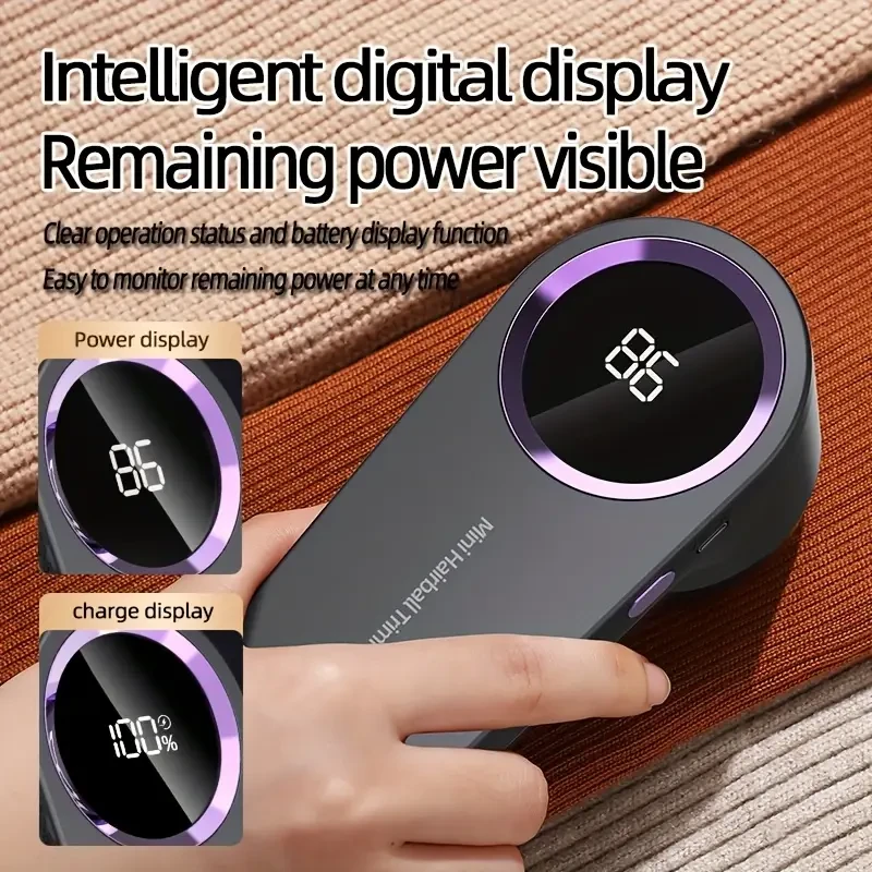 HOTU Fabric Shaver Lint Remover Rechargeable Electric Sweater Defuzzer with LED Display