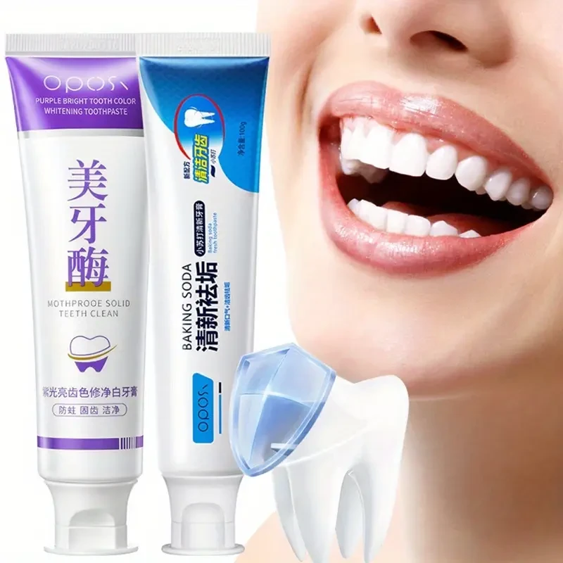 OPOSI Baking Soda & Peppermint Toothpaste Probiotic 2-Pack Deep Cleaning & Whitening Formula