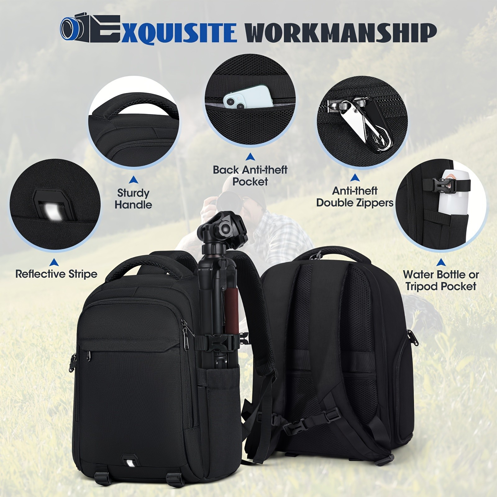 RAINSMORE Camera Backpack Professional Protection for Photographers on the Move