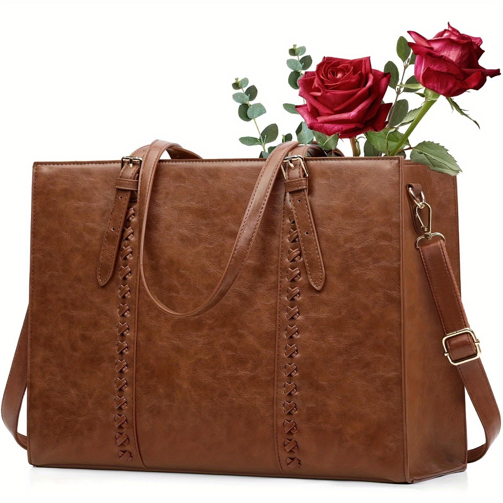RAINSMORE Luxurious 39.62cm Womens Laptop Tote Vintage Elegance Meets Modern Professional Functionality