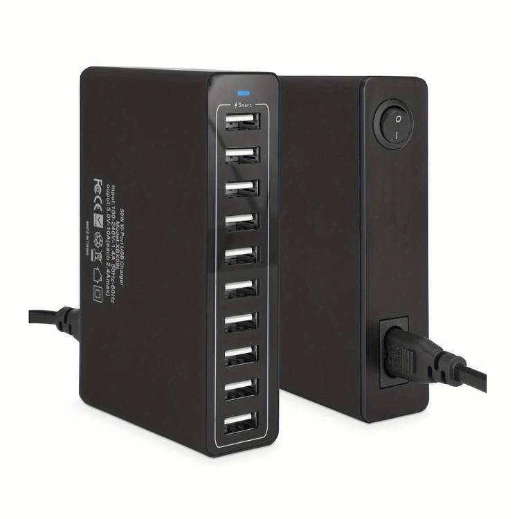 60W Multi-Port 10-Port USB Charger Power Every Device, Anywhere, Anytime