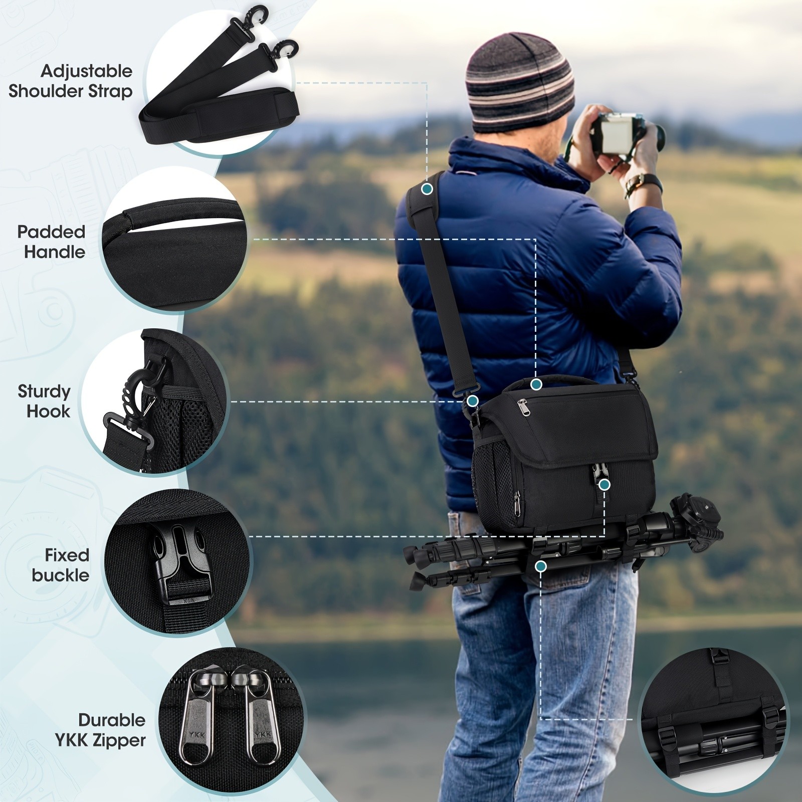 RAINSMORE Camera Bag Compact, Protective & Travel-Ready for DSLR, Mirrorless & Action Cameras