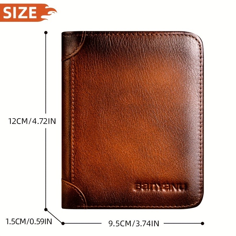 BANYANU Vintage Leather Bifold Wallet Slim Head-Layer Leather Wallet with Large Capacity & Timeless Style