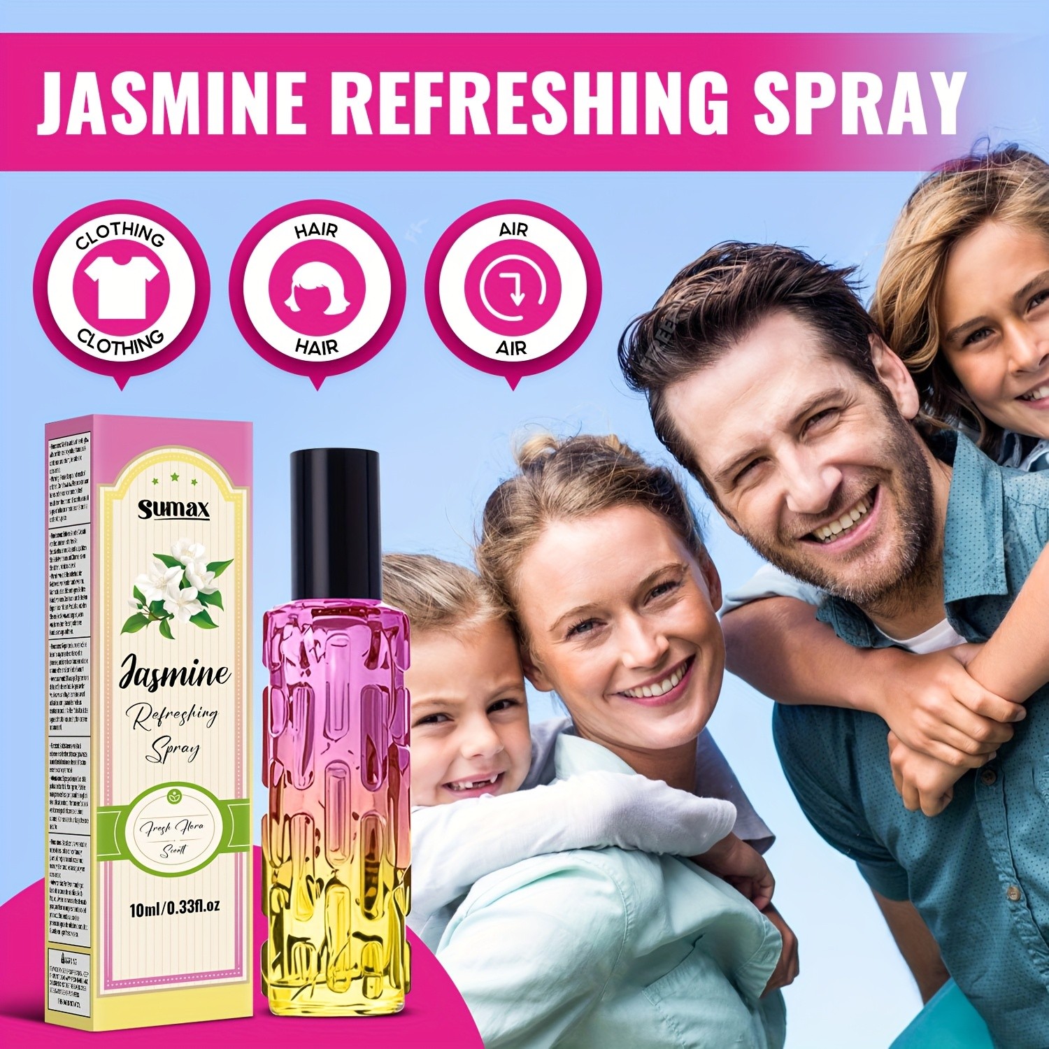 SUMAX Jasmine Flower Refreshing Deodorizing Spray Gentle, Fragrant & Perfect for Summer Confidence