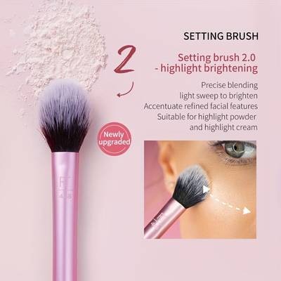 Real Techniques Upgraded Face Makeup Brush Set 418 Everyday Pro-Looking Makeup Made Easy