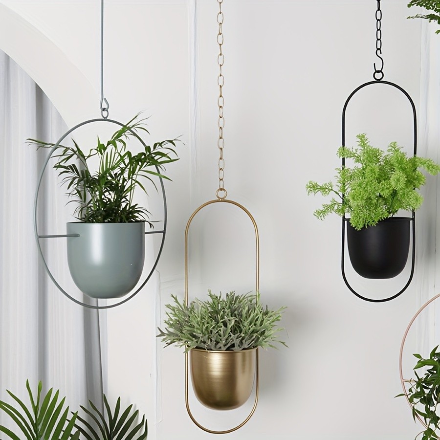 YUMIPLUS Modern Iron Hanging Decorative Vases Minimalist Creative Balcony Planters Set