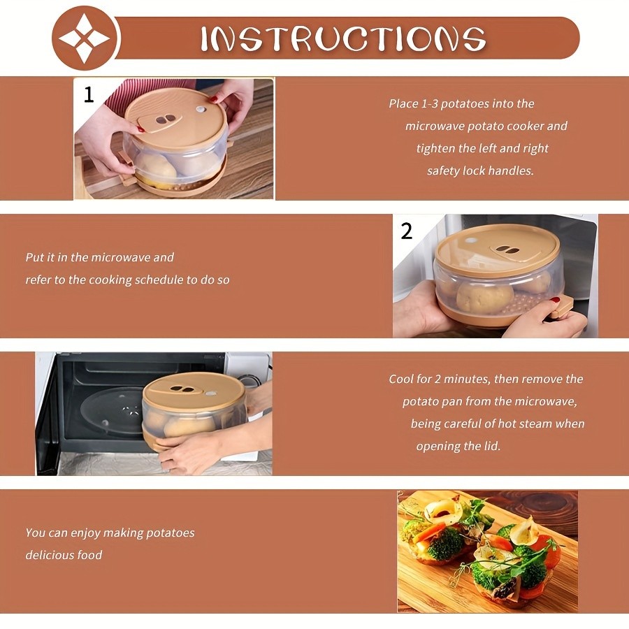 YUMIPLUS Microwave Potato & Bacon Baking Box Compact Home Baking Helper Tool