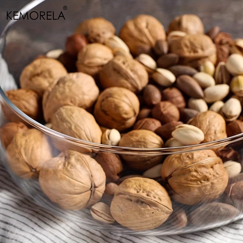 KEMORELA Double Layer Glass Bowl with Wooden Lid Food-Safe Storage Container for Snacks, Fruits, Nuts & Holiday Dcor
