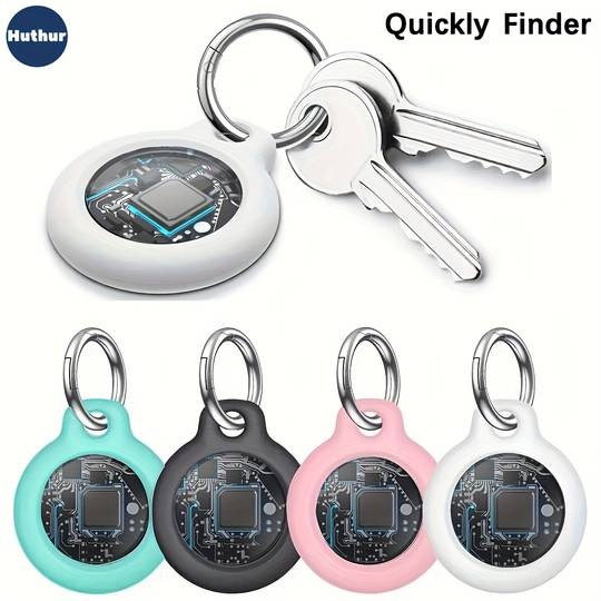 HUTHUR Air Tag Tracker Holder Pack (1/2/3/4 Pack) Silicone Case + Keyring for Apple Find My