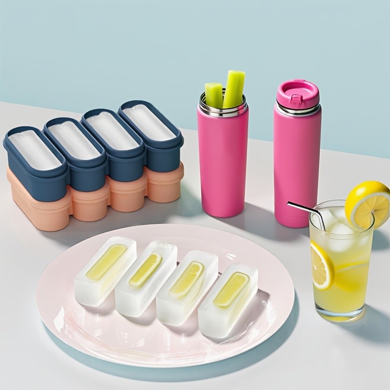 iWhale Silicone Ice Cube Tray with Lid Flexible, Easy-Release 4-Mold Design for Perfect Ice Every Time