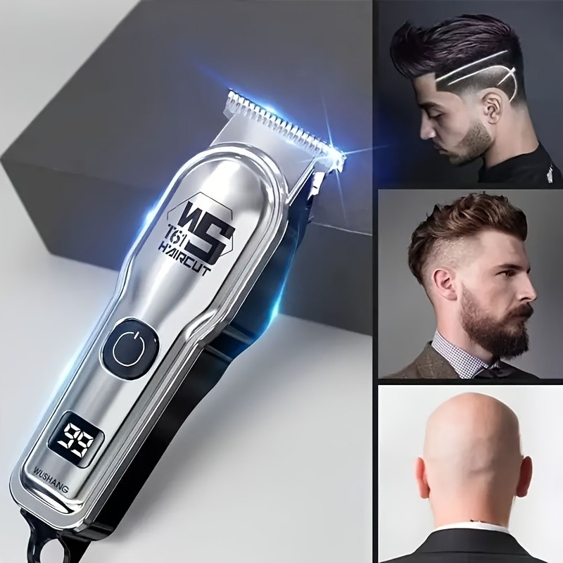 FEIYBA Professional Mens Hair Clipper Set with Digital Display USB Grooming Kit with Multiple Combs for Barbers & Home Styling