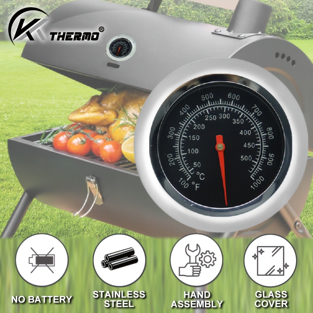 KT THERMO 7.62cm Stainless Steel Grill Thermometer Precision BBQ & Smoker Temperature Gauge for Outdoor Cooking