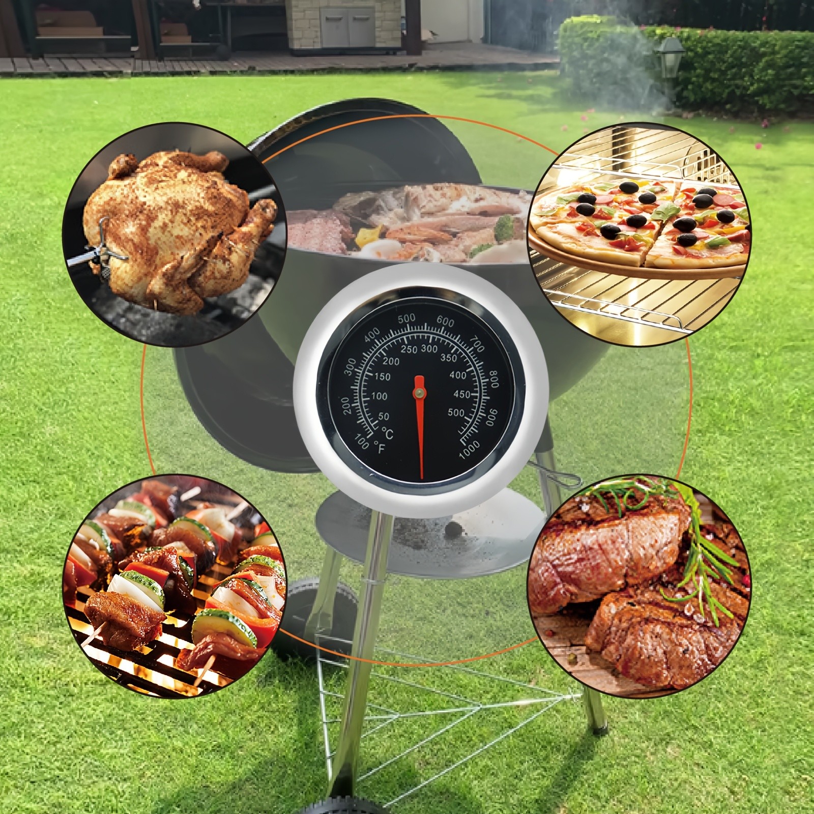 KT THERMO 7.62cm Stainless Steel Grill Thermometer Precision BBQ & Smoker Temperature Gauge for Outdoor Cooking