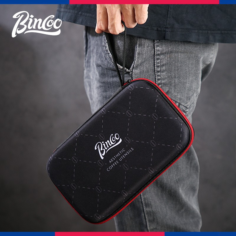 Bincoo Aesthetic Coffee Organizer Bag Red & Black Durable Travel Storage Kit