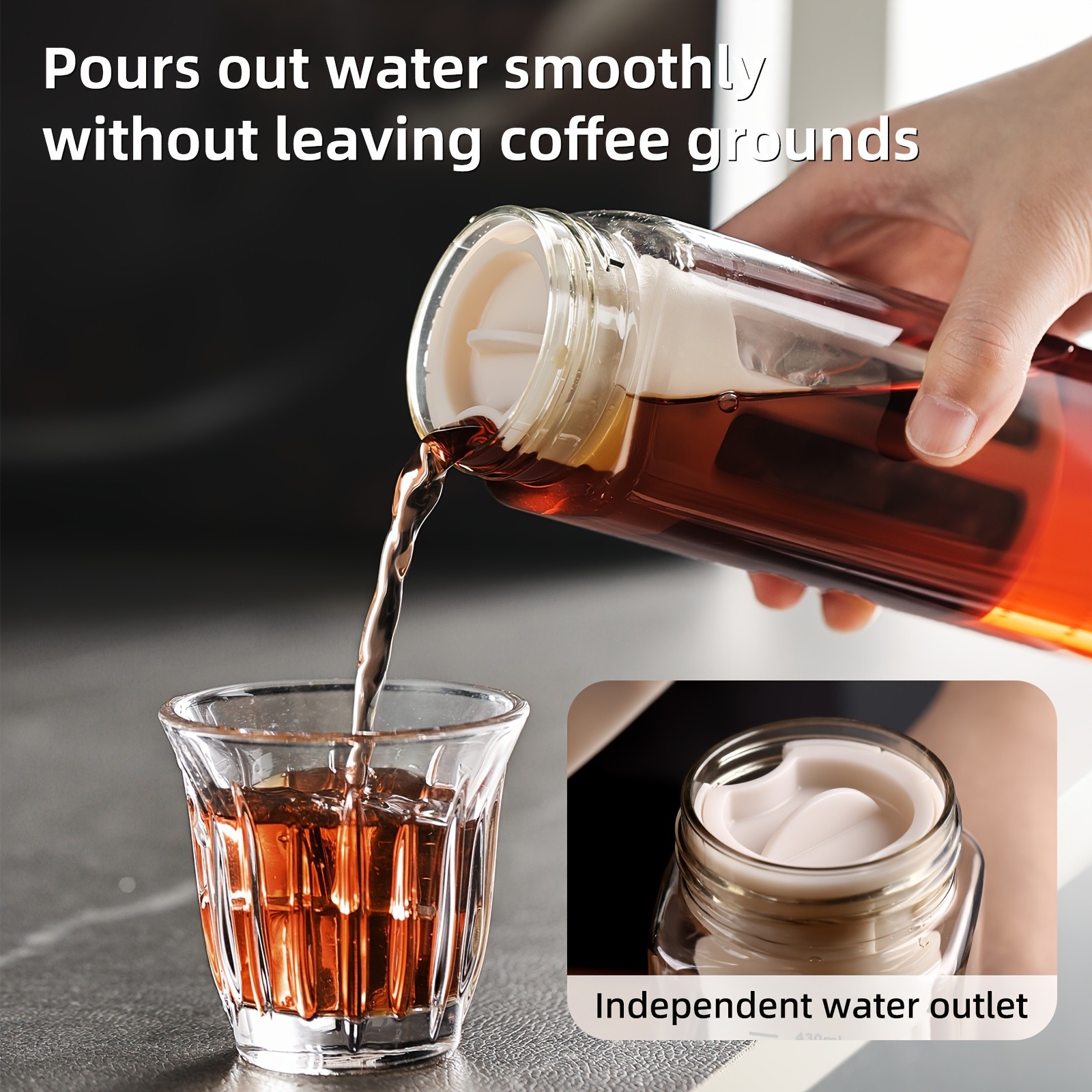Bincoo Tritan Square Cold Brew Cup Reusable Filter Coffee Thermos