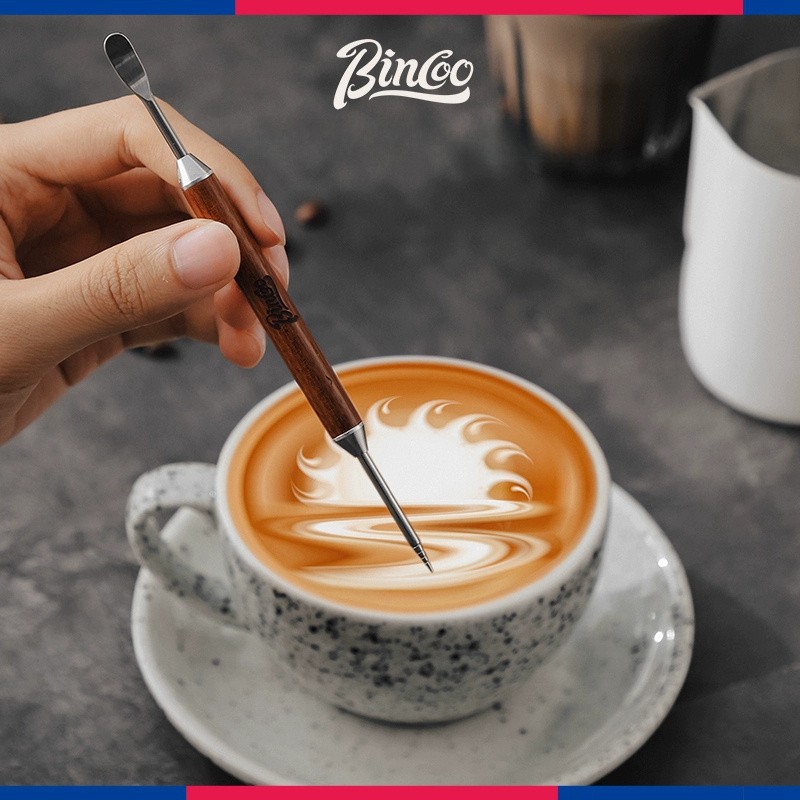 Bincoo Wooden Latte Art Pen Stainless Precision Coffee Decorating Tool