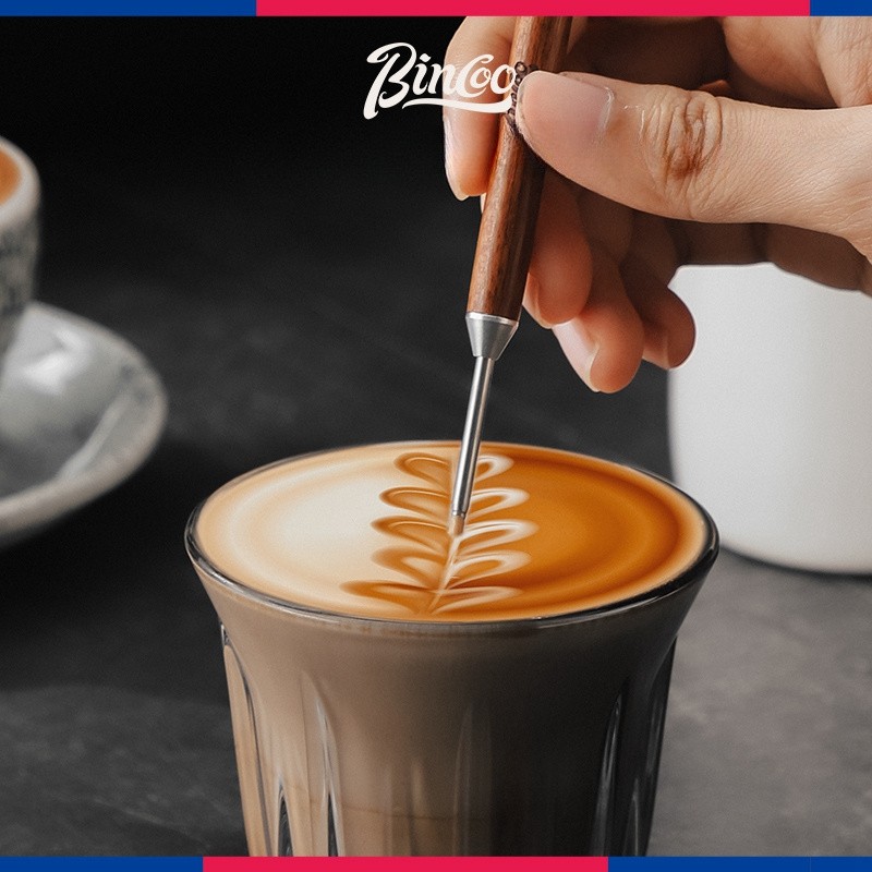 Bincoo Wooden Latte Art Pen Stainless Precision Coffee Decorating Tool
