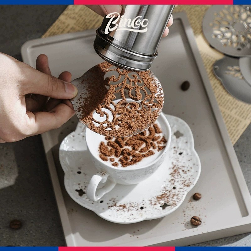 Bincoo Stainless Latte Art Mold Set 5pcs Coffee Pattern Stencil Kit